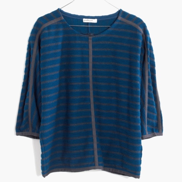 Madewell Turquoise and Grey Striped Pull Over - Picture 2 of 8
